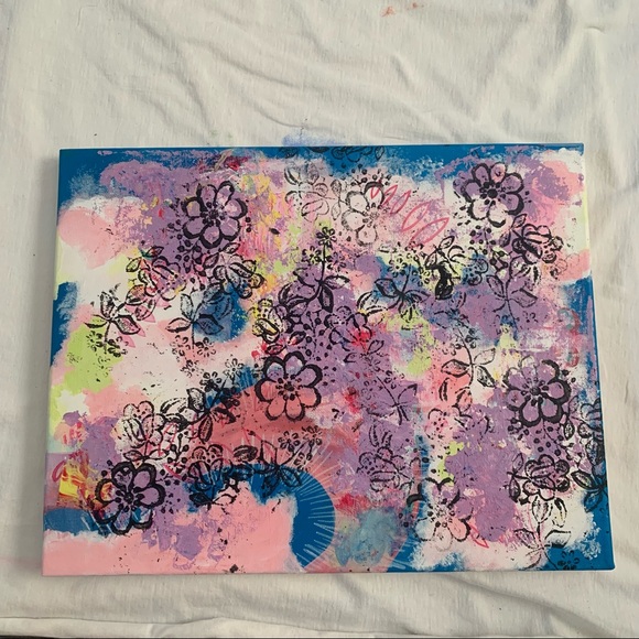 Abstract Floral Canvas Painting Original Acrylic - Picture 9 of 11